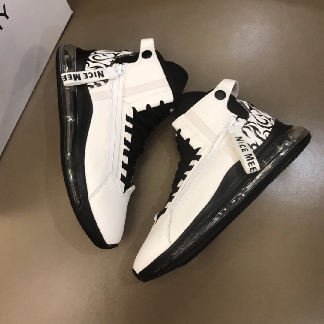 Givenchy High Quality Sneakers white and black Transparent sole with black printed heel MS021056