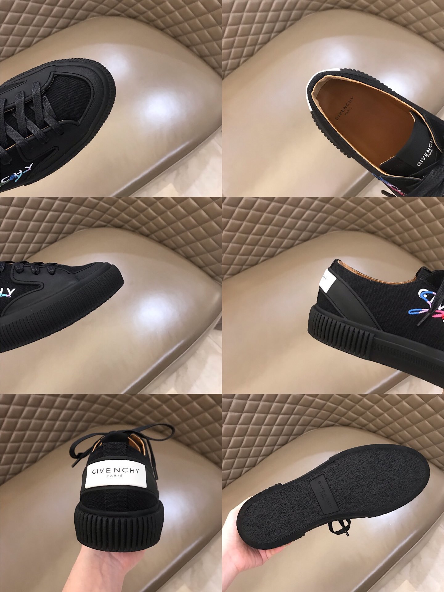 Givenchy High Quality Sneakers black printed and black rubber sole with white heel MS021146