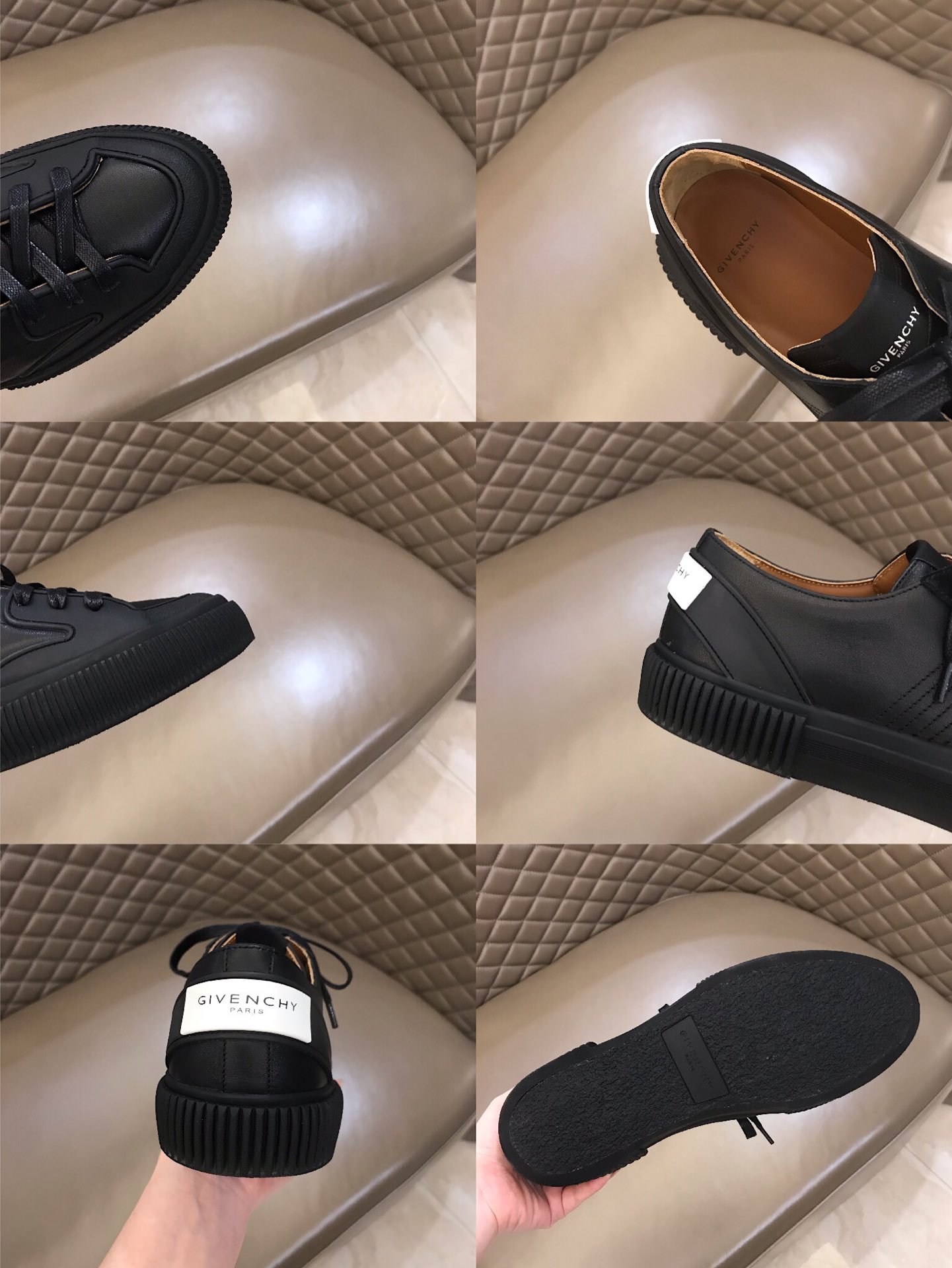 Givenchy High Quality Sneakers black and black rubber sole with White heel MS021144