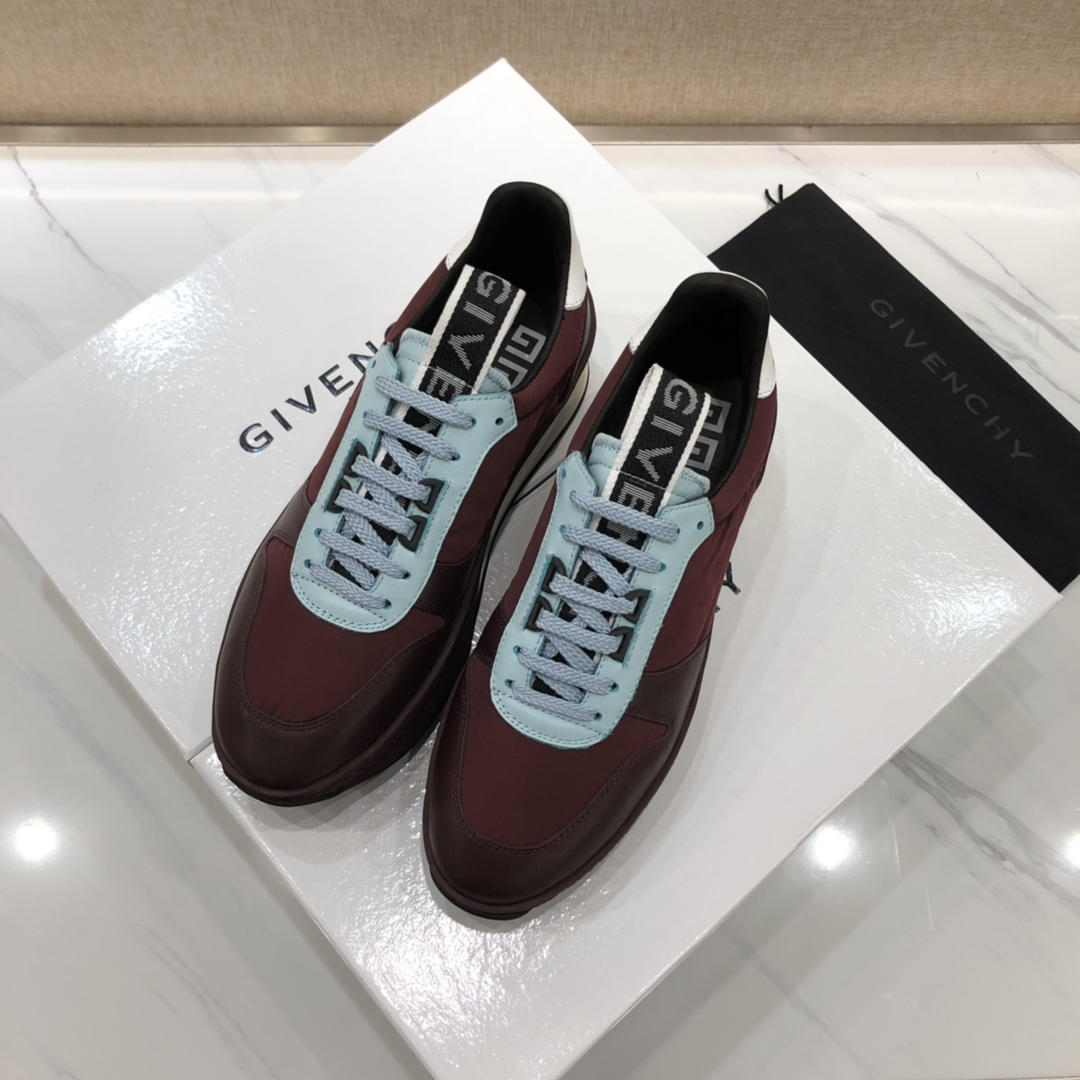 Givenchy Fashion Sneakers Red wine and maroon shiny leather with white heel MS07460