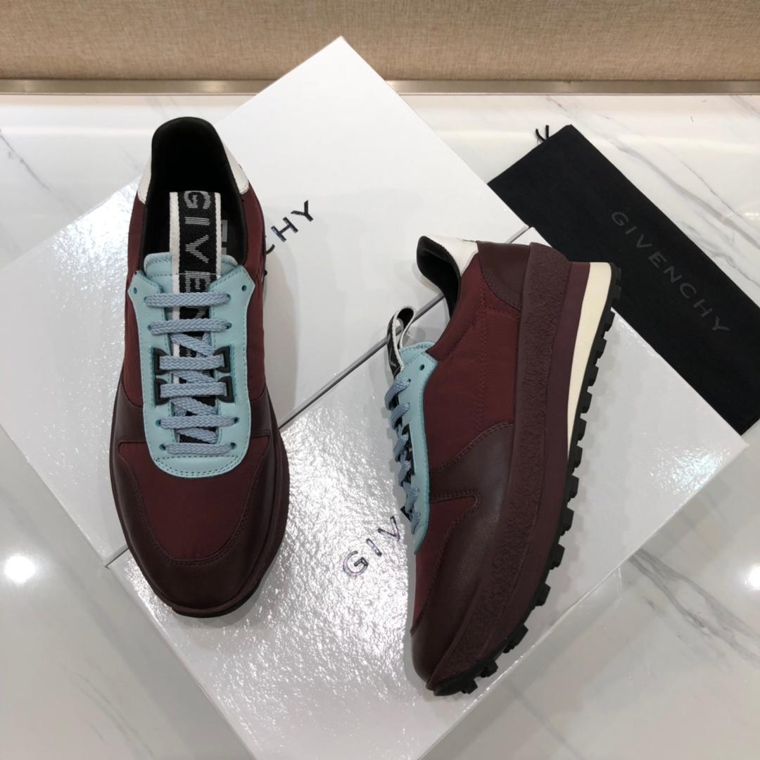 Givenchy Fashion Sneakers Red wine and maroon shiny leather with white heel MS07460