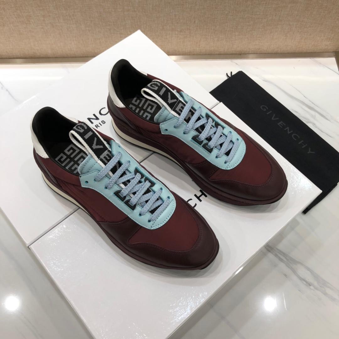 Givenchy Fashion Sneakers Red wine and maroon shiny leather with white heel MS07460
