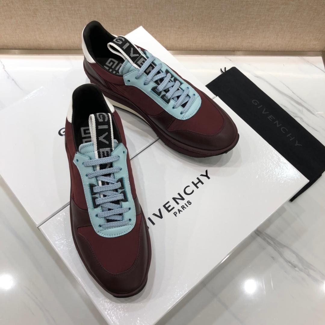 Givenchy Fashion Sneakers Red wine and maroon shiny leather with white heel MS07460