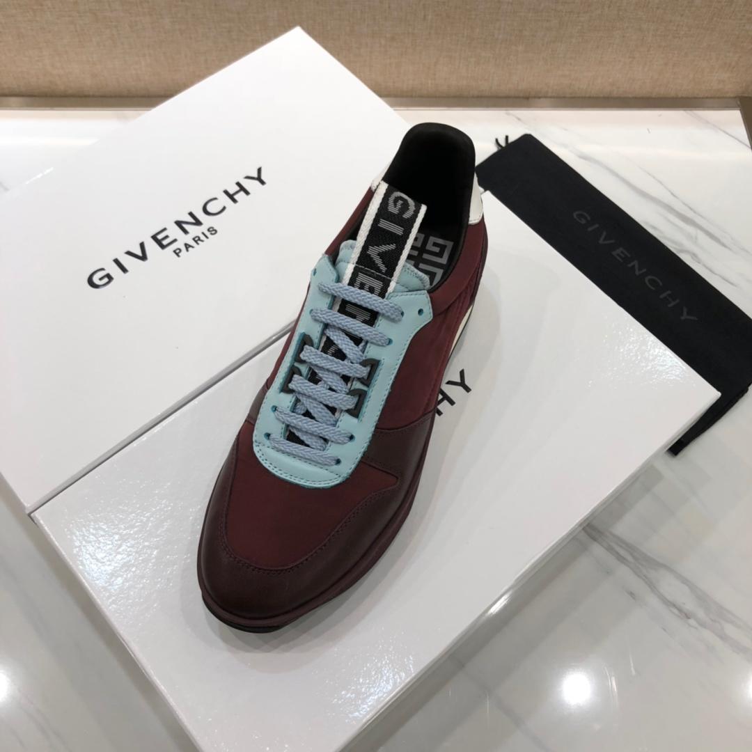 Givenchy Fashion Sneakers Red wine and maroon shiny leather with white heel MS07460