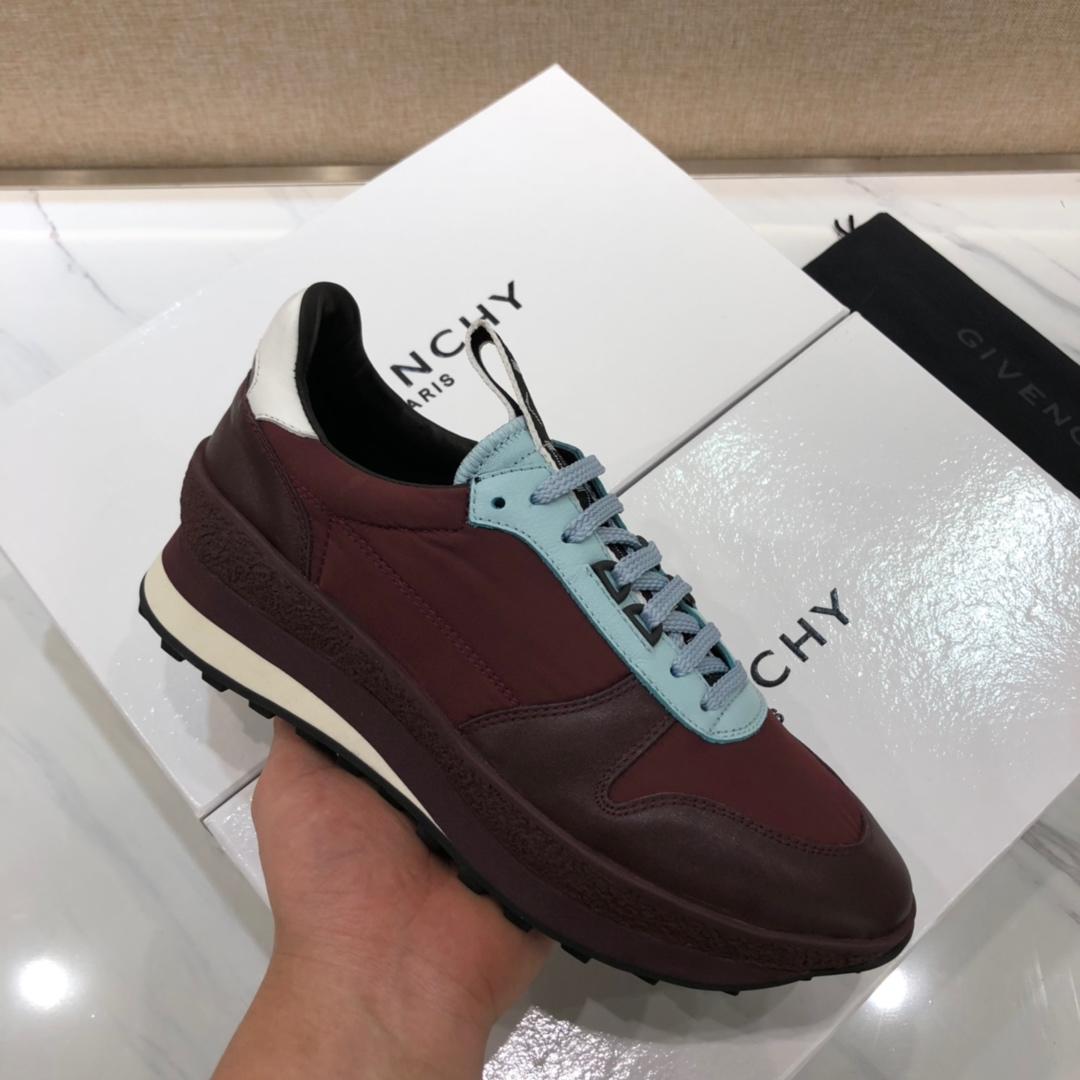 Givenchy Fashion Sneakers Red wine and maroon shiny leather with white heel MS07460