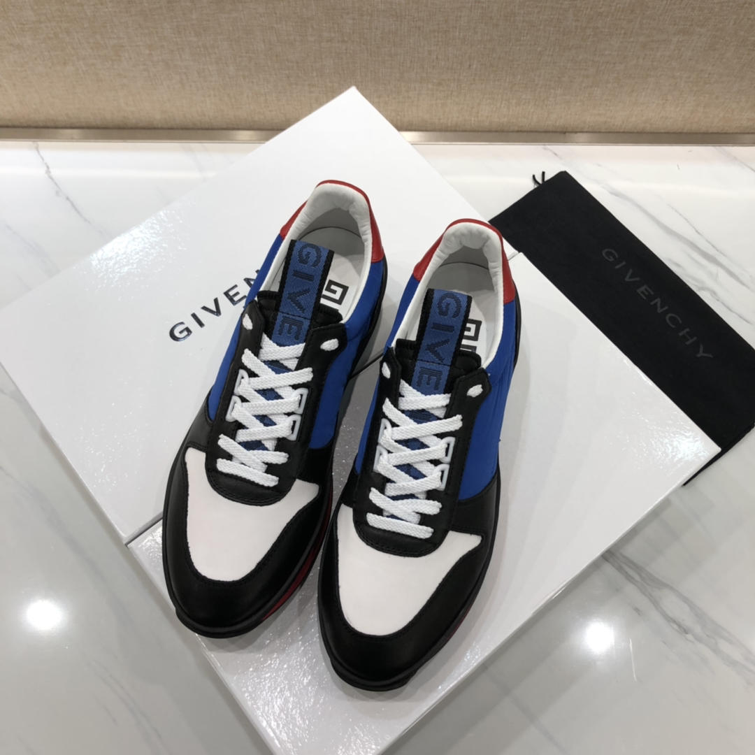 Givenchy Fashion Sneakers Blue and black shiny leather with red heel MS07459