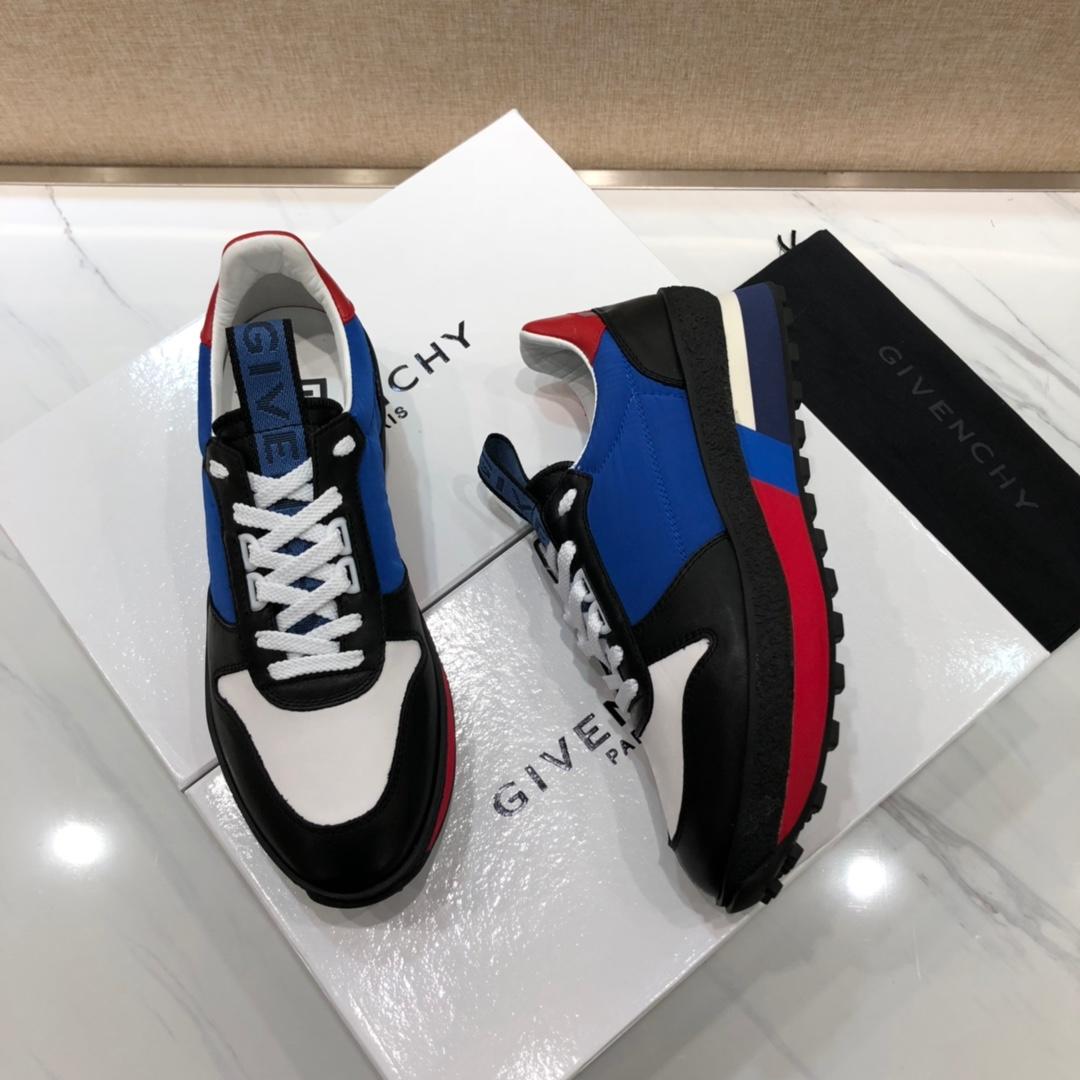 Givenchy Fashion Sneakers Blue and black shiny leather with red heel MS07459