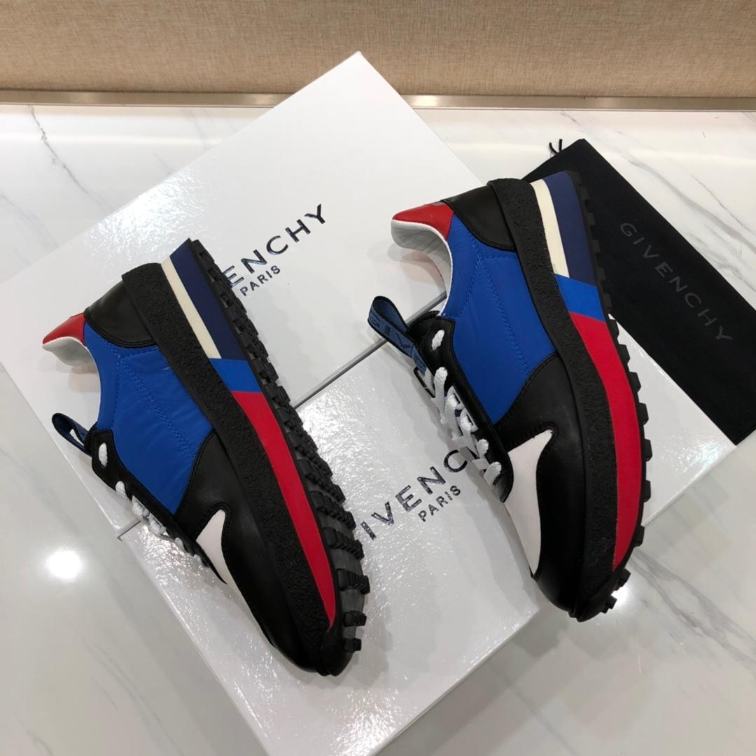 Givenchy Fashion Sneakers Blue and black shiny leather with red heel MS07459