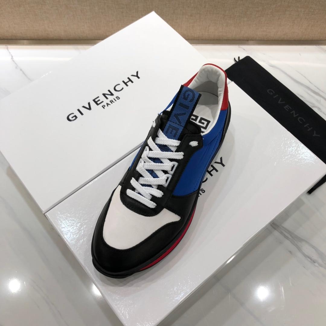 Givenchy Fashion Sneakers Blue and black shiny leather with red heel MS07459