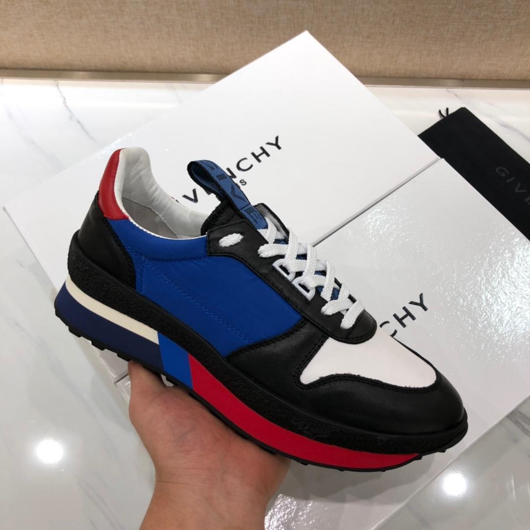 Givenchy Fashion Sneakers Blue and black shiny leather with red heel MS07459