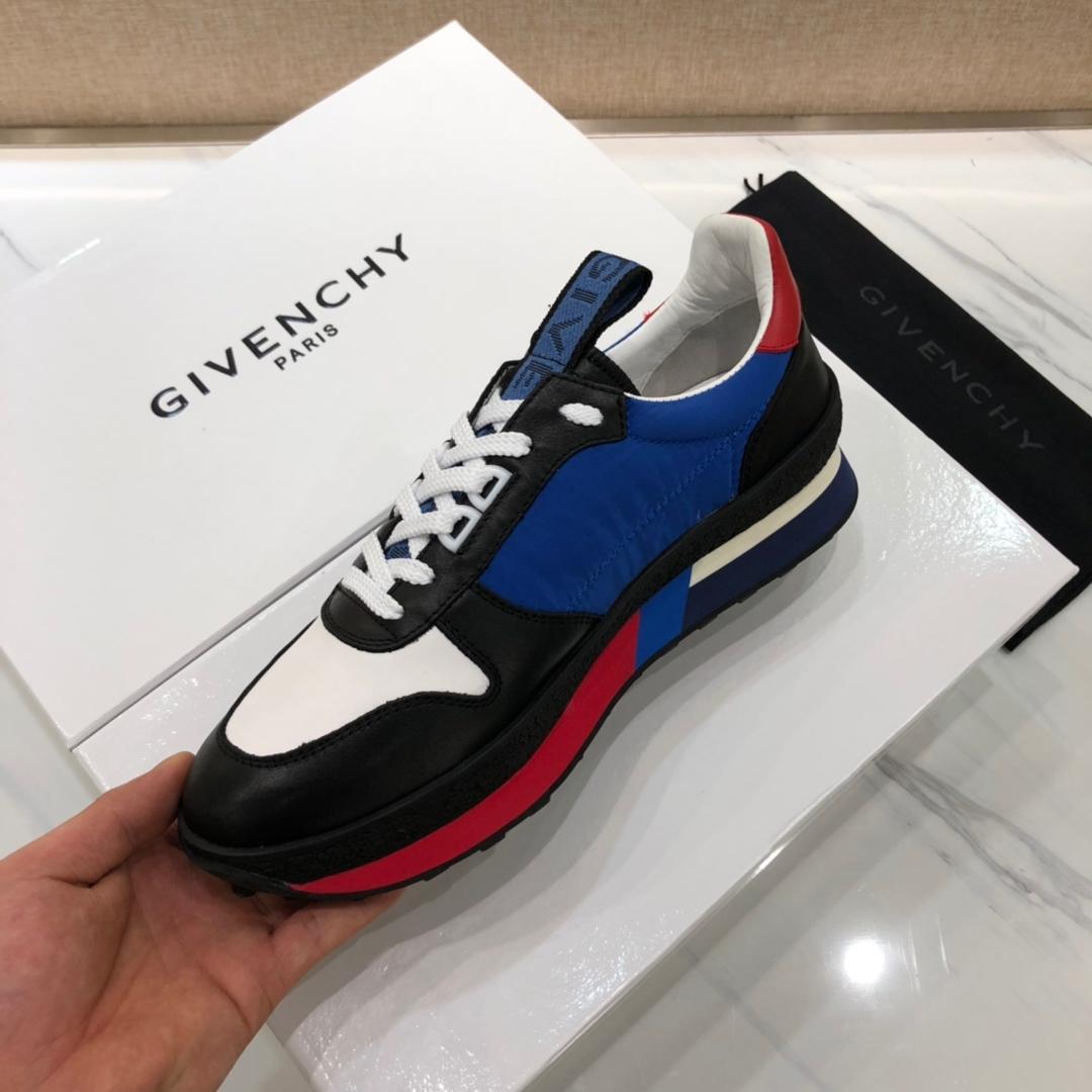 Givenchy Fashion Sneakers Blue and black shiny leather with red heel MS07459