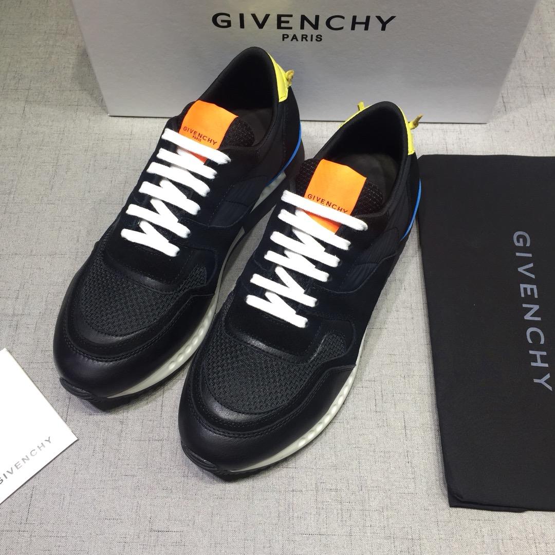 Givenchy Fashion Sneakers Black and Yellow heel with Orange tongue MS07429   