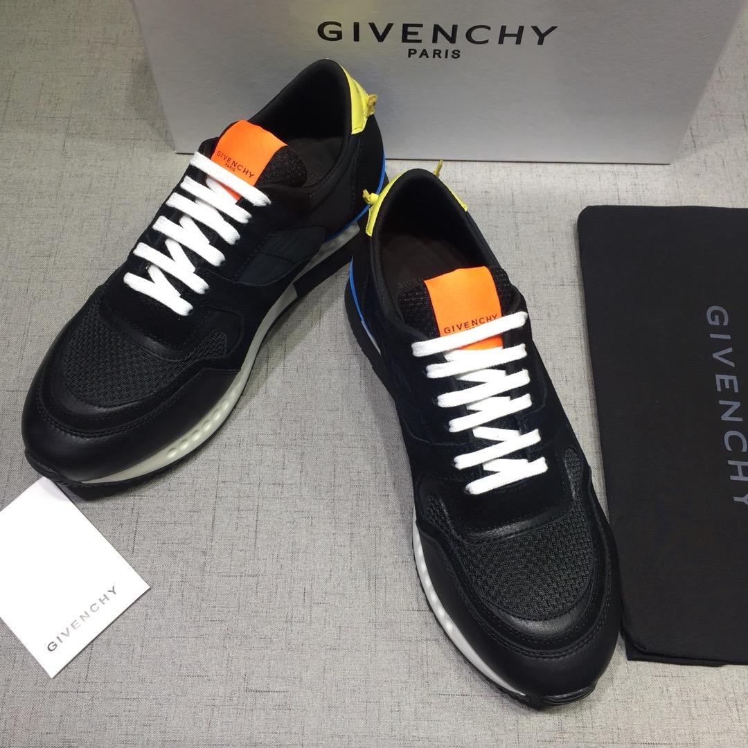 Givenchy Fashion Sneakers Black and Yellow heel with Orange tongue MS07429   