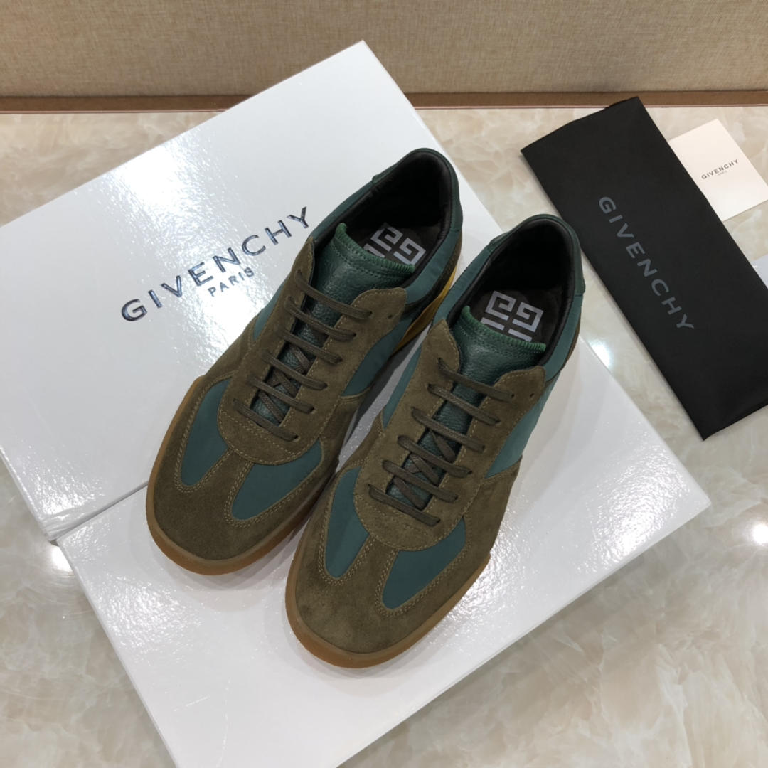 Givenchy Fashion Sneakers  Green and Brown suede with rubber sole MS07438
