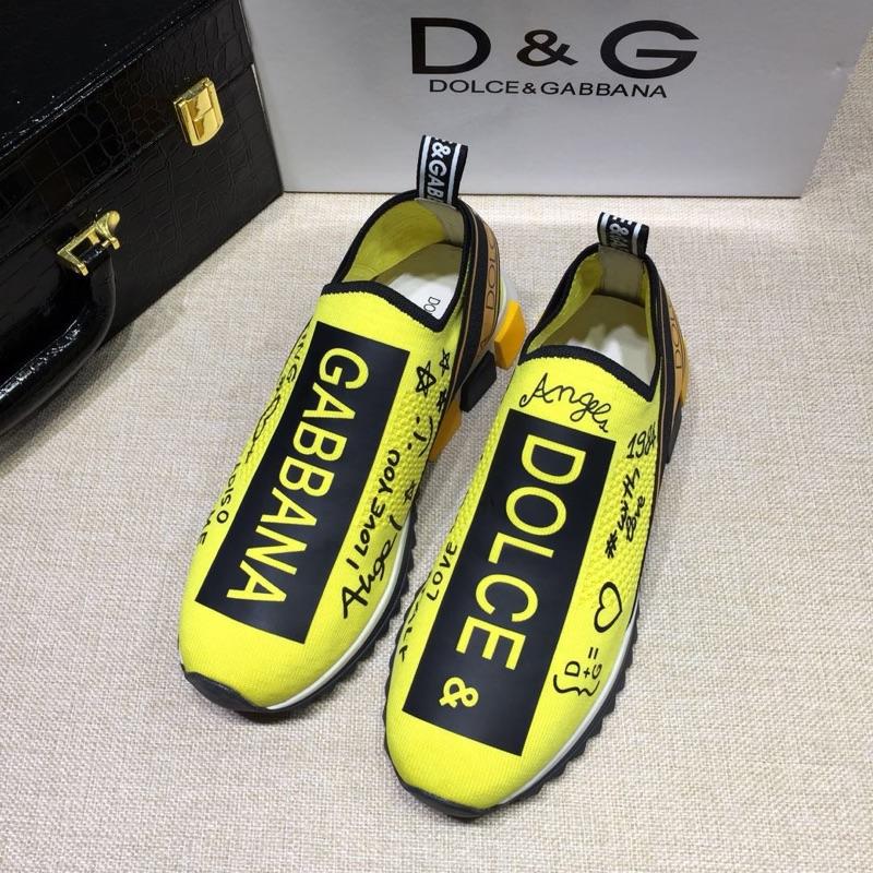Dolce & Gabbana Yellow and Dolce & Gabbana themed print with black sole Fashion Sneakers MS07152