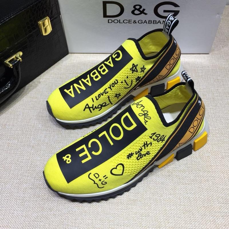 Dolce & Gabbana Yellow and Dolce & Gabbana themed print with black sole Fashion Sneakers MS07152