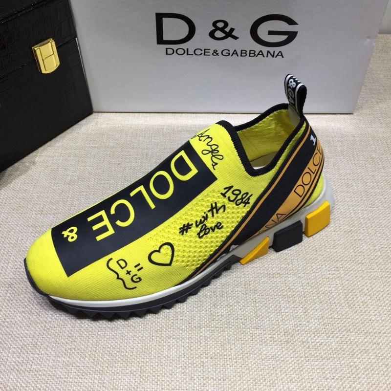 Dolce & Gabbana Yellow and Dolce & Gabbana themed print with black sole Fashion Sneakers MS07152