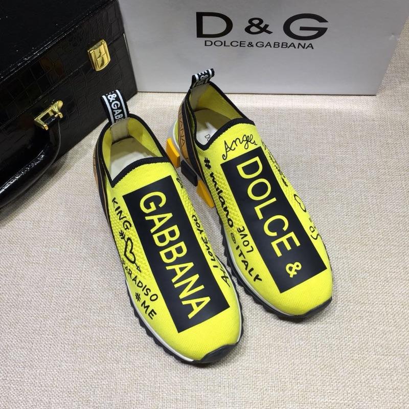 Dolce & Gabbana Yellow and Dolce & Gabbana themed print with black sole Fashion Sneakers MS07152