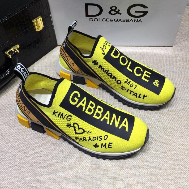 Dolce & Gabbana Yellow and Dolce & Gabbana themed print with black sole Fashion Sneakers MS07152