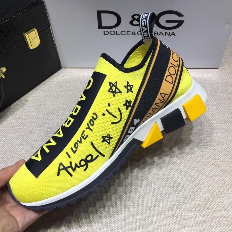 Dolce & Gabbana Yellow and Dolce & Gabbana themed print with black sole Fashion Sneakers MS07152