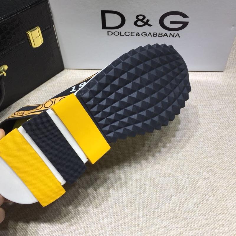 Dolce & Gabbana Yellow and Dolce & Gabbana themed print with black sole Fashion Sneakers MS07152