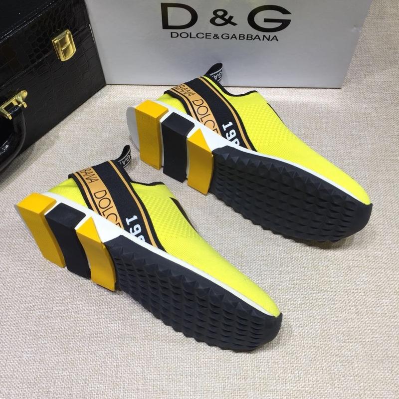 Dolce & Gabbana Yellow and Dolce & Gabbana print with black sole Fashion Sneakers MS07157