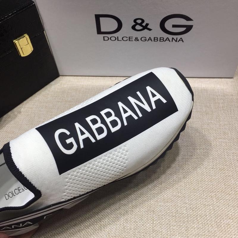 Dolce & Gabbana White and Dolce & Gabbana themed print with black sole Fashion Sneakers MS07155