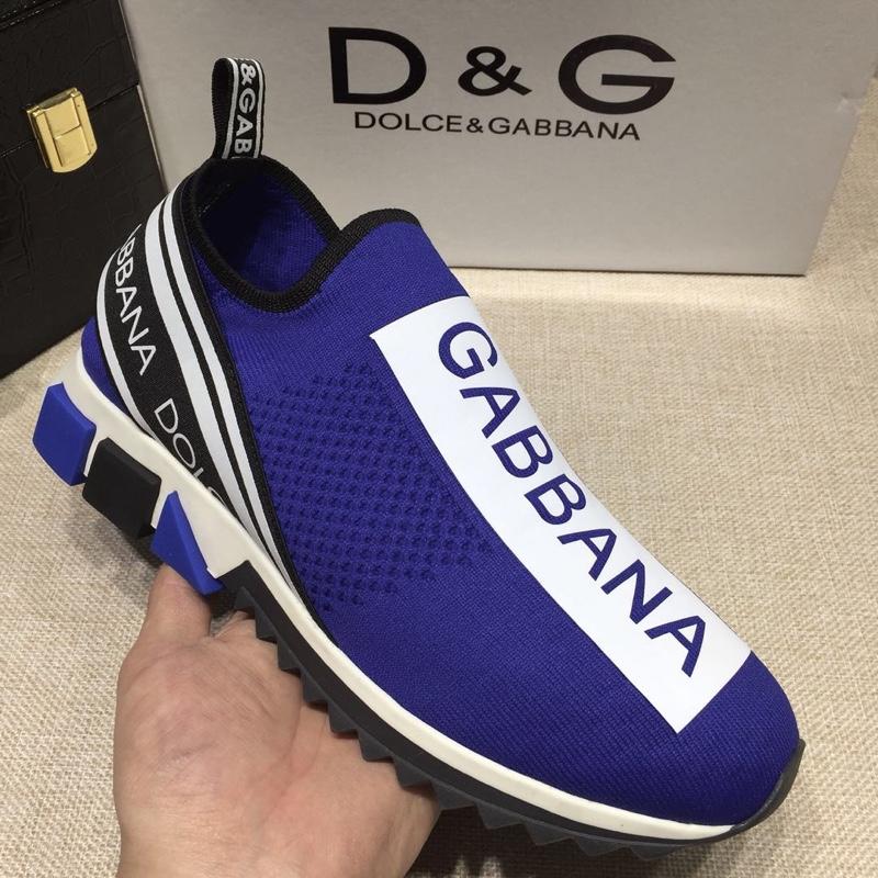 Dolce & Gabbana Blue and Dolce & Gabbana  print with black sole Fashion Sneakers MS07154