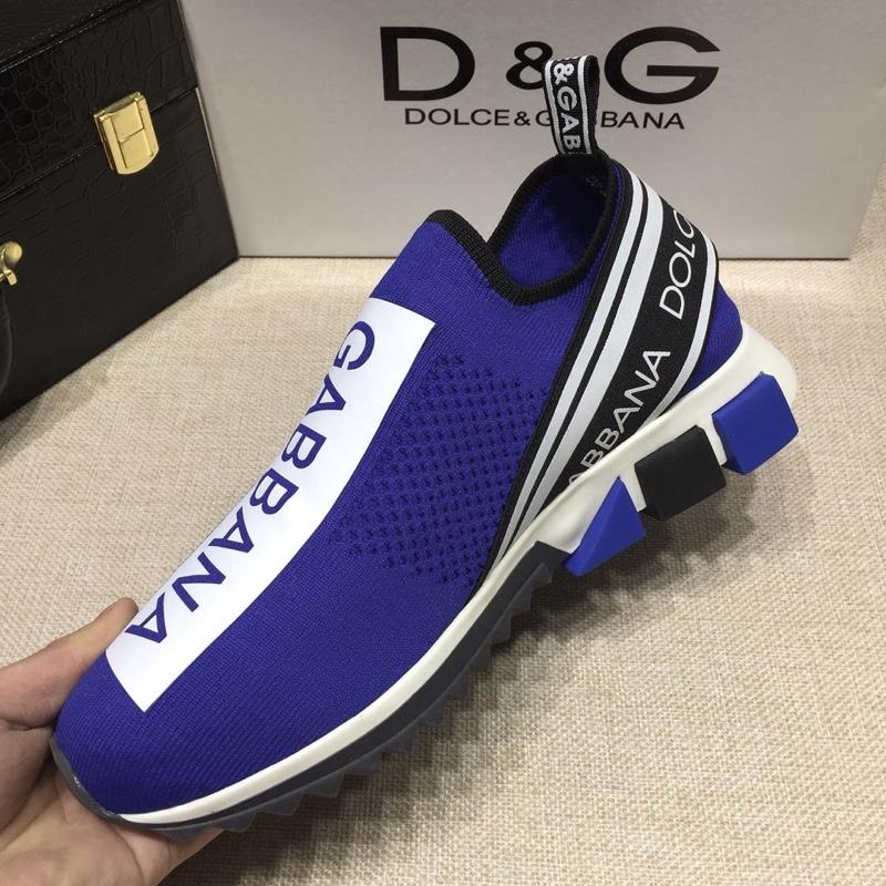 Dolce & Gabbana Blue and Dolce & Gabbana  print with black sole Fashion Sneakers MS07154