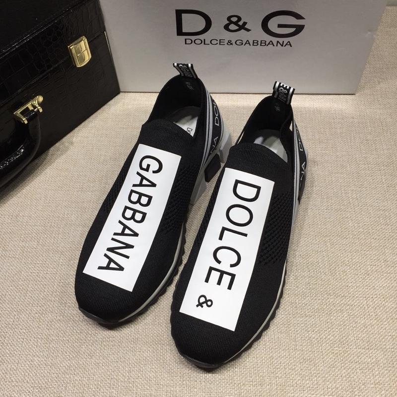 Dolce & Gabbana Black and Dolce & Gabbana print with black sole Fashion Sneakers MS07156