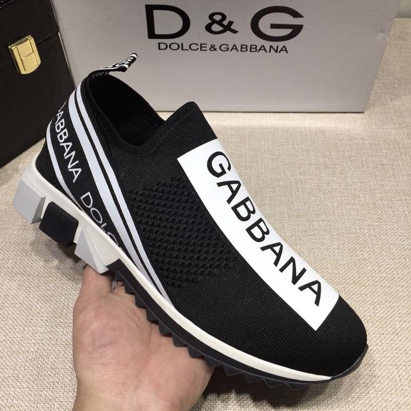 Dolce & Gabbana Black and Dolce & Gabbana print with black sole Fashion Sneakers MS07156