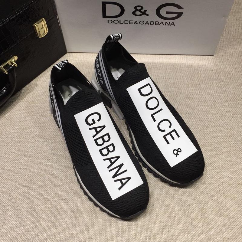 Dolce & Gabbana Black and Dolce & Gabbana print with black sole Fashion Sneakers MS07156