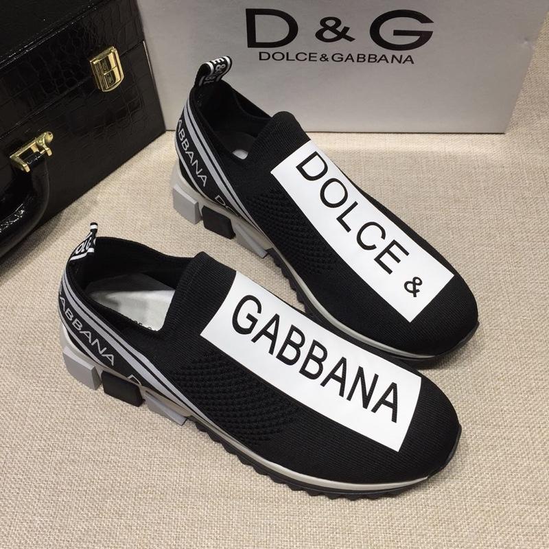Dolce & Gabbana Black and Dolce & Gabbana print with black sole Fashion Sneakers MS07156