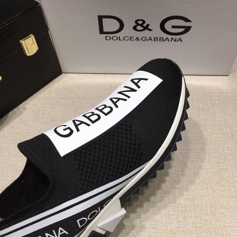 Dolce & Gabbana Black and Dolce & Gabbana print with black sole Fashion Sneakers MS07156