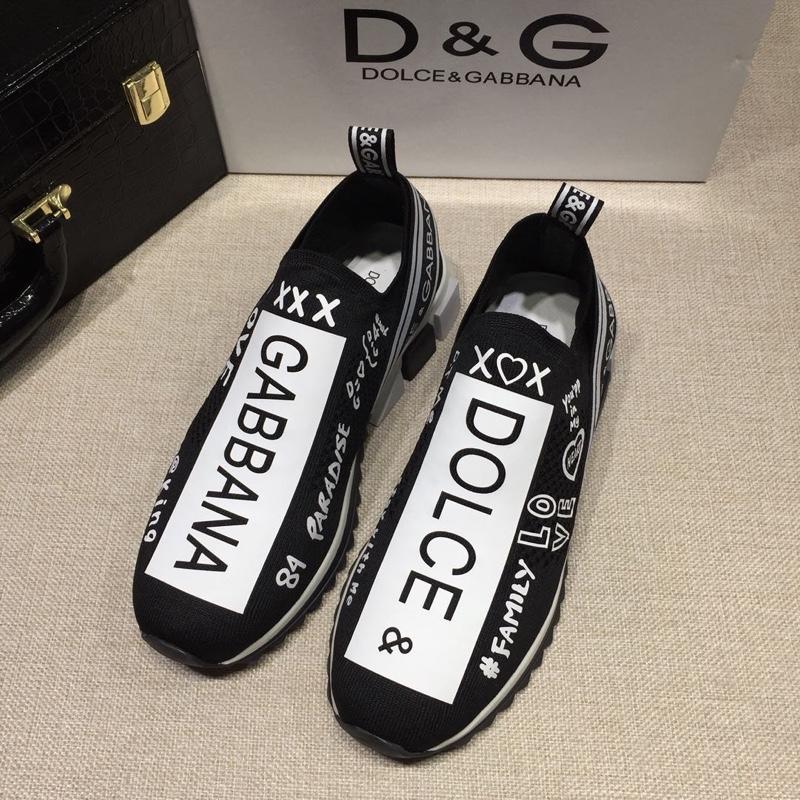 Dolce & Gabbana Black and Dolce & Gabbana  print with black sole Fashion Sneakers MS07153