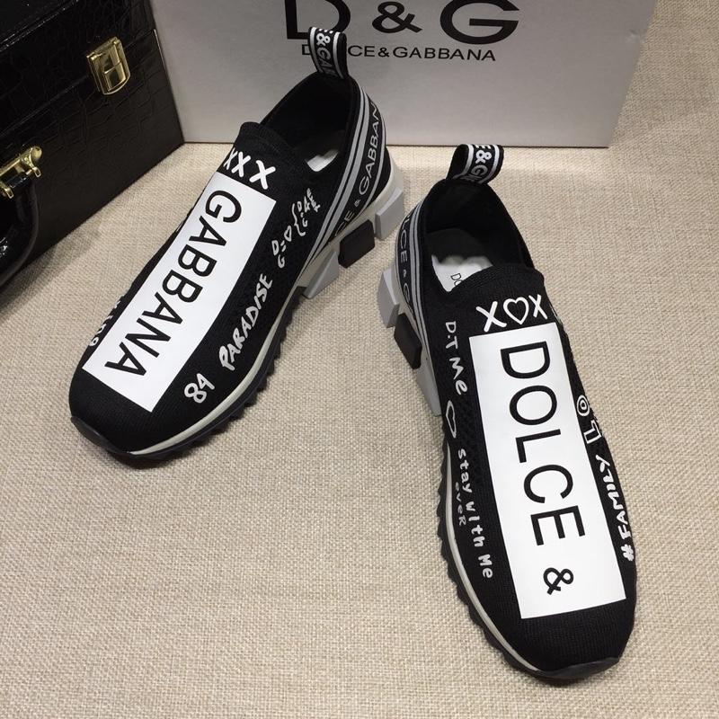 Dolce & Gabbana Black and Dolce & Gabbana  print with black sole Fashion Sneakers MS07153