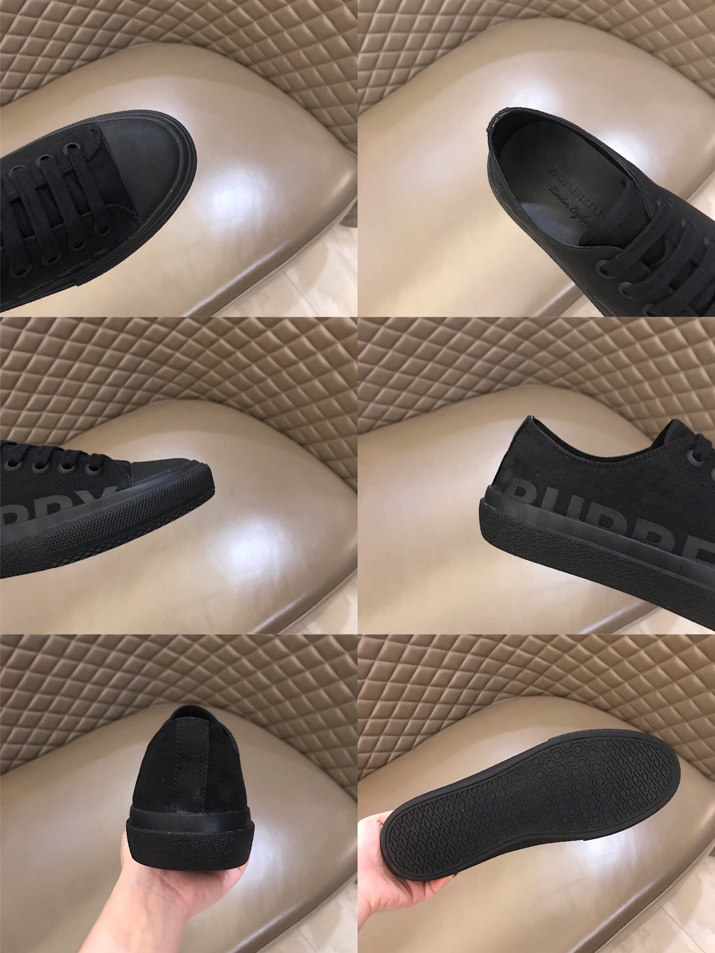 Burberry Low-top High Quality Sneakers Black and Black rubber sole MS021130