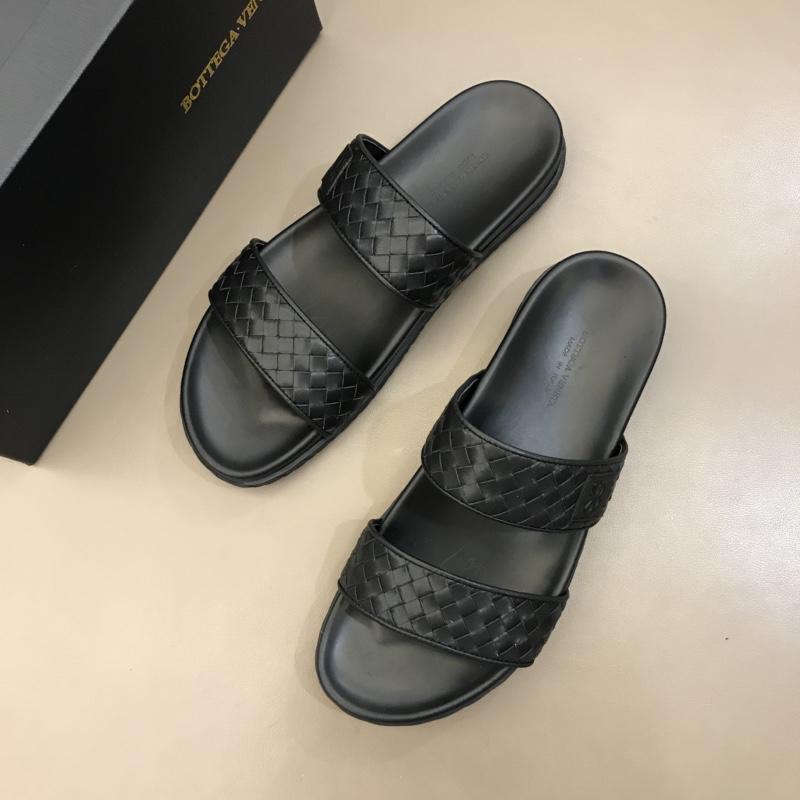 Bottega Veneta black Crisscross slides in woven leather MS02578