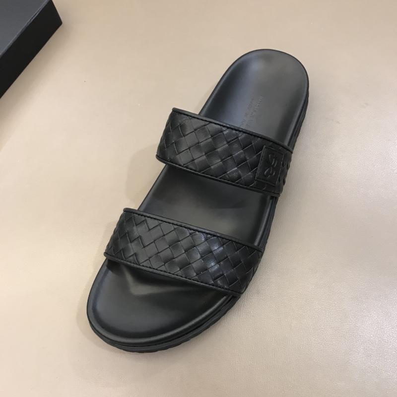 Bottega Veneta black Crisscross slides in woven leather MS02578