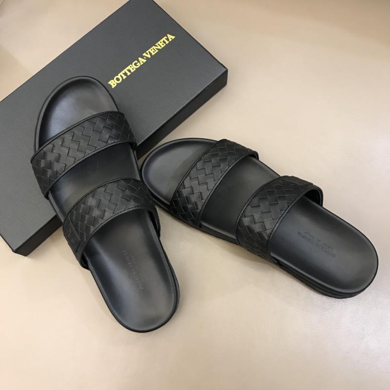 Bottega Veneta black Crisscross slides in woven leather MS02578