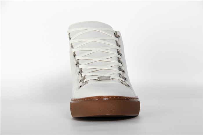 Balenciaga White Grained Lambskin Gum Sole Arena High-Top Sneakers