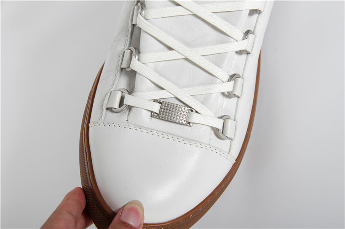 Balenciaga White Grained Lambskin Gum Sole Arena High-Top Sneakers