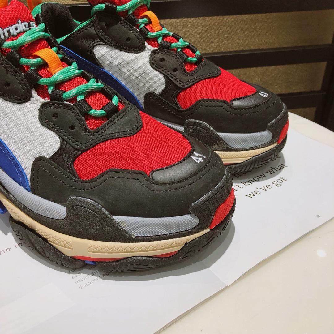 Balenciaga Triple S Trainers Shoes Black and Red with Green Sneaker MS09079