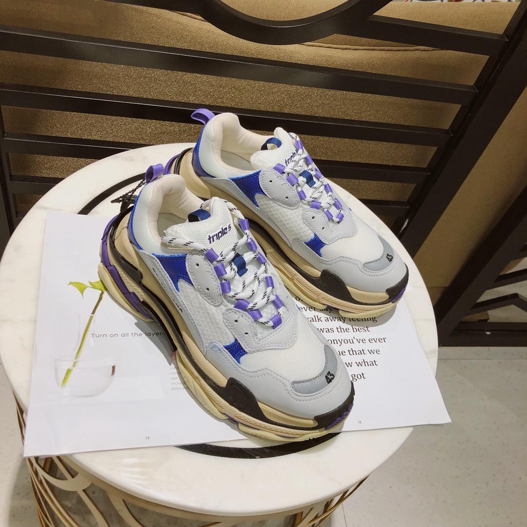 Balenciaga Triple S Trainers Purple White and blue details Sneaker MS09078