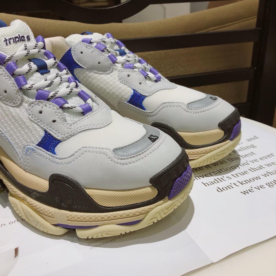 Balenciaga Triple S Trainers Purple White and blue details Sneaker MS09078