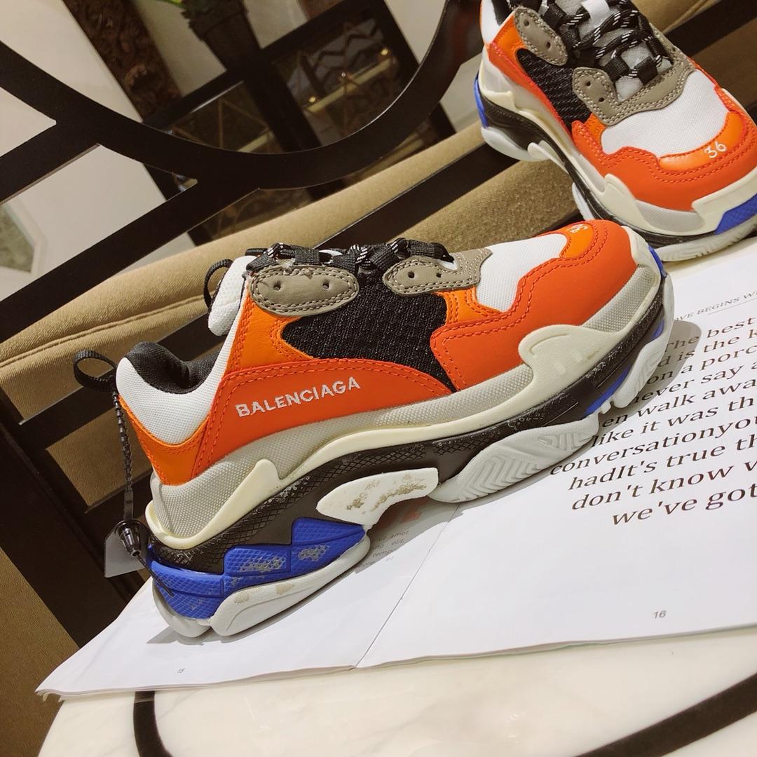 Balenciaga Triple S Mesh & Leather Trainer Perfect Quality Sneaker In White and orange details Sneaker MS09080