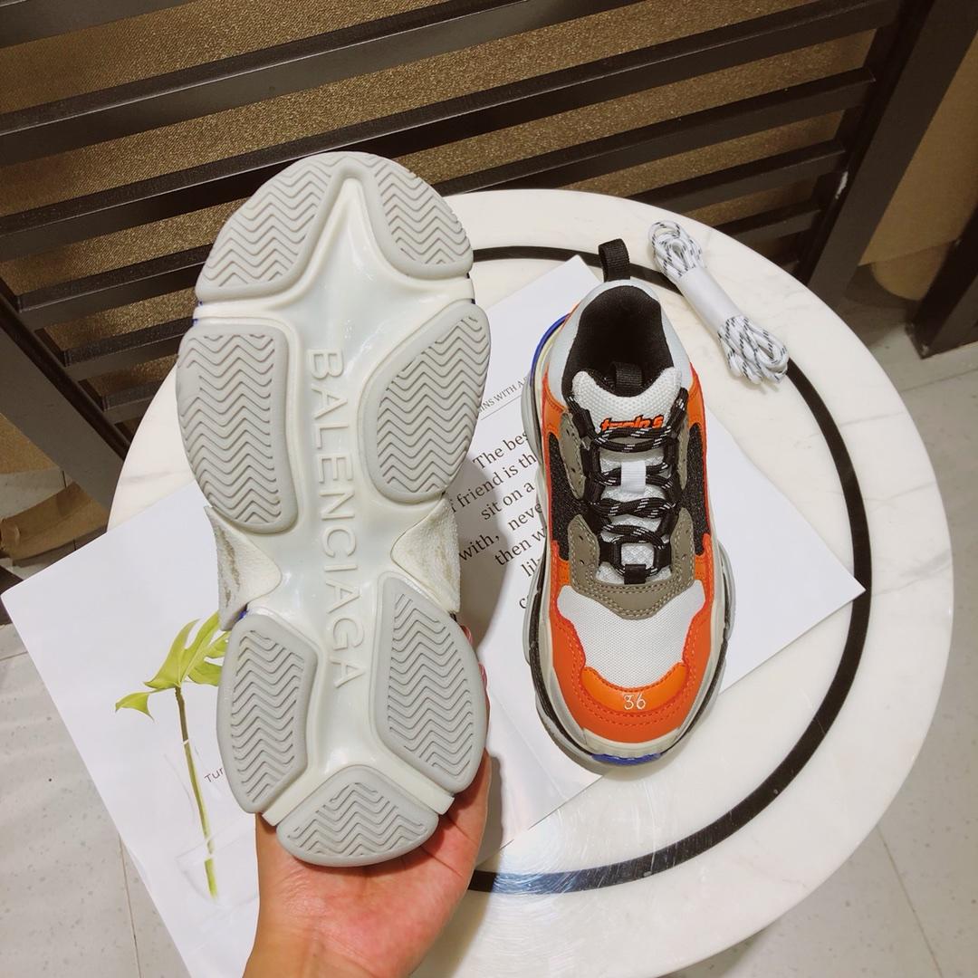 Balenciaga Triple S Mesh & Leather Trainer Perfect Quality Sneaker In White and orange details Sneaker MS09080