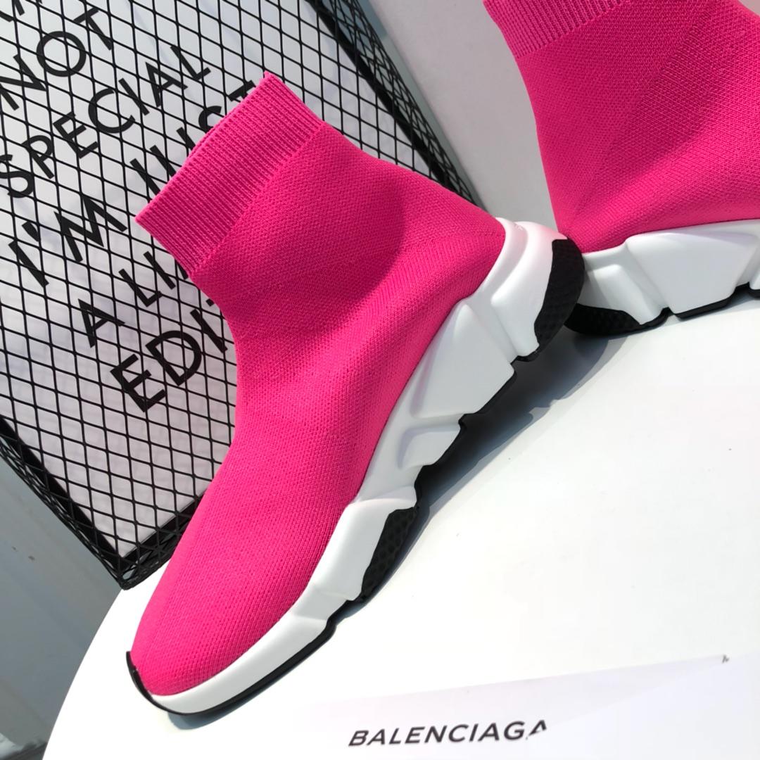 Balenciaga Speed Trainers Pink and white BB print and white rubber sole Sneaker MS09077