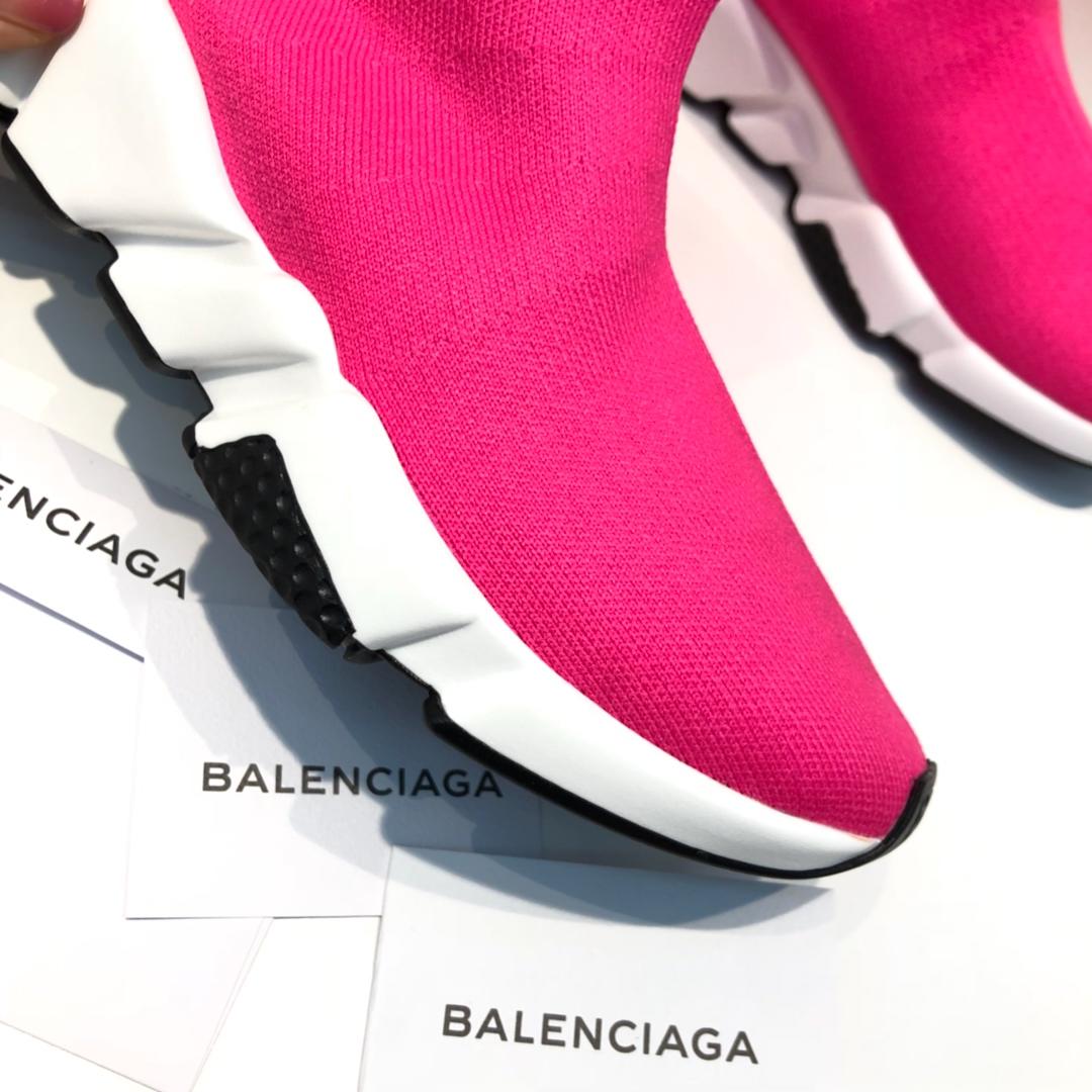 Balenciaga Speed Trainers Pink and white BB print and white rubber sole Sneaker MS09077