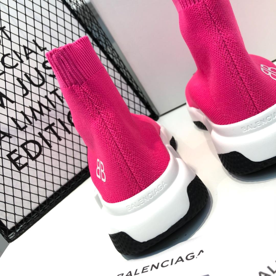 Balenciaga Speed Trainers Pink and white BB print and white rubber sole Sneaker MS09077